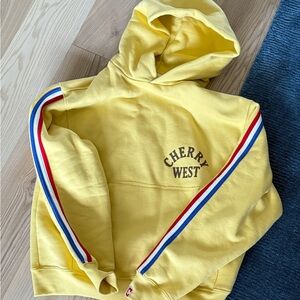 CHERRY LA Yellow Hoodie with Striped Sleeves